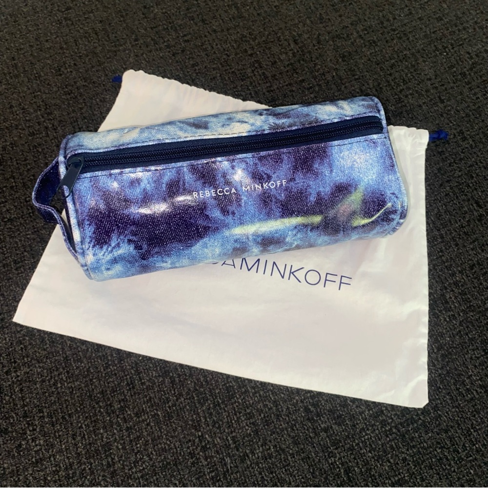 Rebecca Minkoff Blue Tie-Dye makeup case / Zip Pouch with dust bag